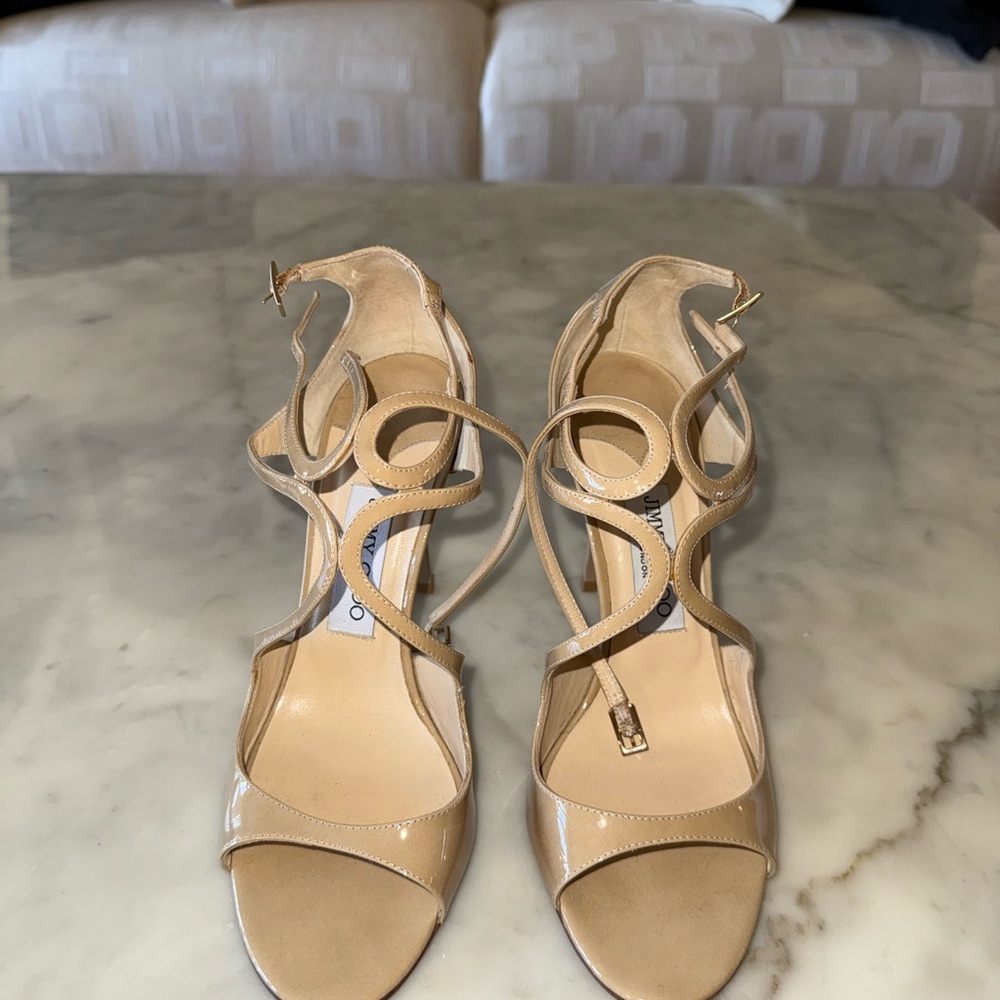 Jimmy Choo Azia Beige Strappy Sandals